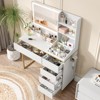 White and Gold Vanity Desk with Mirror, Lights and Charging Station - 2 of 4