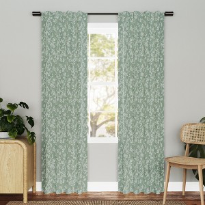 2pc 72"x84" Sun Zero Estelle Foliage Pattern 100% Blackout Back Tab Curtain Panel Pair Mineral - 1 of 4