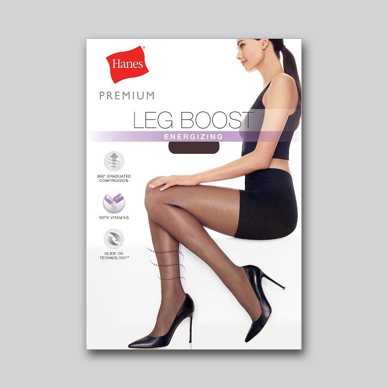 Hanes Premium Women's Perfect Leg Boost Energizing Tights - Jet Black, 4 of 5
