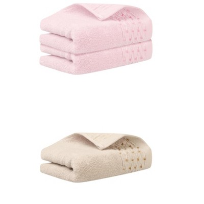 REGALWOVEN 3 Pack Embroidery Pattern Cotton Hand Towels for Bathroom, Kitchen 14" x 30"