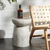 LuxenHome Rustic Outdoor Side Table, 20" Concrete End Tables for Patio,Off White and Gray Weathered Round Table,Decorative Garden Stool Off-White - 3 of 4