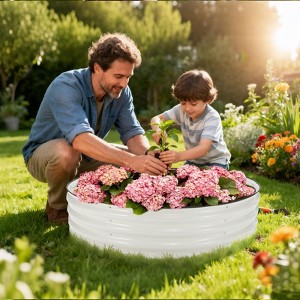 Acekool Galvanized Raised Garden Bed Kit, Oval Open-Bottom Metal Planter Box for Vegetables, Flowers, Herbs and Fruits - 1 of 4
