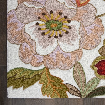 Ivory Floral Handmade Tufted Round XXL Area Rug