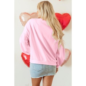 Embroidered Bow Lantern Sleeve Oversized Pullover Sweatshirt - 1 of 1