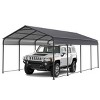 12×20 FT CarPort, Garage Canopy with Galvanized Steel Roof, Car Tent with Steel Roof & Frame, Storage Shed for Vehicles-Coolbibila - 3 of 4