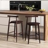 Costway Bar Chair Counter Height Stools Set of 2/4 with Acacia Wood Frame Supporting Legs Brown - 2 of 4