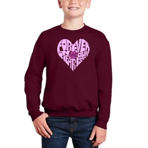 LA Pop Art Forever In Our Hearts - Boy's Word Art Crewneck Sweatshirt - 1 of 4
