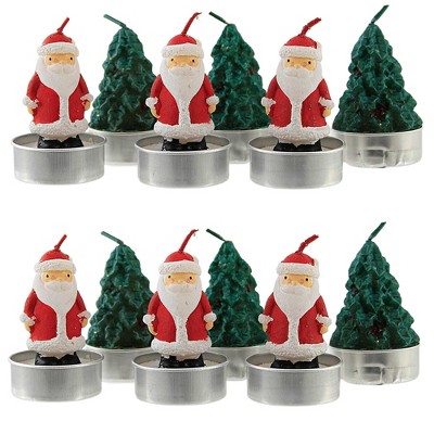 Christmas 2.5" Santa & Tree T-Lights Votive Mini Matte  -  Flame Candles