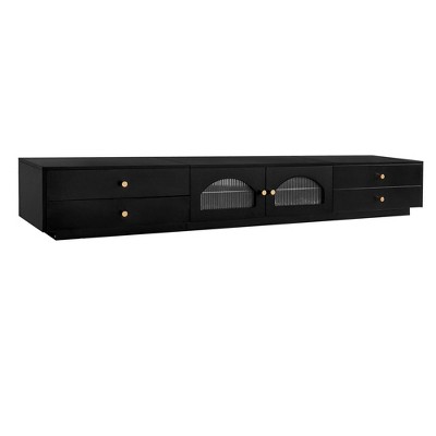 NicBex TV Stand with Fluted Glass Doors for TVs up to 95 Inches,TV Media Console Table with 4 Drawers and 1 Cabinet