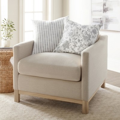 Gray Floral Cotton Square Throw Pillow Set