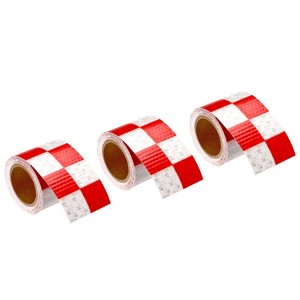 Unique Bargains Waterproof High-Visibility Warning Adhesive Reflective Tapes 10 Ft x 2 Inch 3 Rolls Red White - 1 of 4