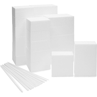4 Pack Foam Cube Squares for Crafts - Polystyrene Blocks for DIY