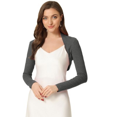 INSPIRE CHIC Women's Elegant Long Sleeve Knit Open Front Crop Bolero Shrug