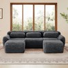 114.6 inch Brown U-shaped Boneless Sectional Sofa with Throw Pillows and 2 Ottomans 32D High Density Sponge for Living Rooms - 2 of 4