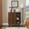 HDZNVF Mid Century Modern Rattan Sideboard Cabinet, Adjustable Shelf and Solid Wood Feet, Dark Brown - 2 of 4