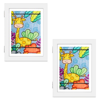 Babyluv 12.99x9.52in Kids Art Frame Front Opening Wooden Frame Artwork Display Storage Frame