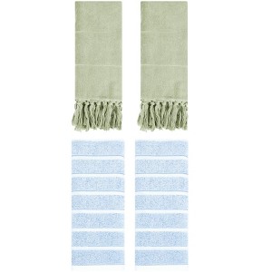REGALWOVEN 4 Packs Striped and Solid Absorbent Soft Cotton Hand Towel for Bathroom - 1 of 4