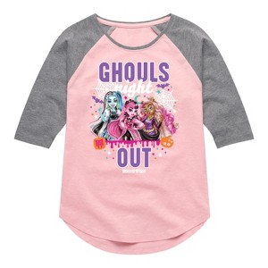 Girls' - Mattel - Ghouls Night Out Shirt Tail Raglan Graphic T-shirt - 1 of 3