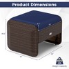 Patiojoy 2 Pieces Outdoor Patio PE Wicker Ottomans with Removable Cushions Footstools Beige/Navy - 3 of 4