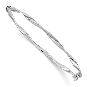 Black Bow Jewelry 3mm 14k White Gold Polished Twisted Hinged Bangle Bracelet - 1 of 4