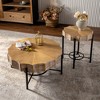 NicBex Retro Wooden Round Coffee Table with Metal Legs,Simple Wood Side Table,Center Table for Living Room - 3 of 4