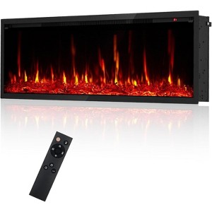 TackView 50" Electric Fireplace Wall Mounted & Recessed with Remote Control, 750W/1500W 2 Speed Heating Fireplace Heater with 12 Color Flames - 1 of 4
