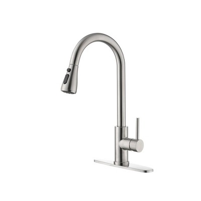 Munora Single Handle High Arc Pull Out Kitchen Faucet with Pull Down Sprayer, Stainless Steel