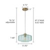 LLHZSY 11" Light Green Vertical Striped Lantern Glass Pendant Chandelier Fixture for Kitchen Dining Room Hallway - 4 of 4