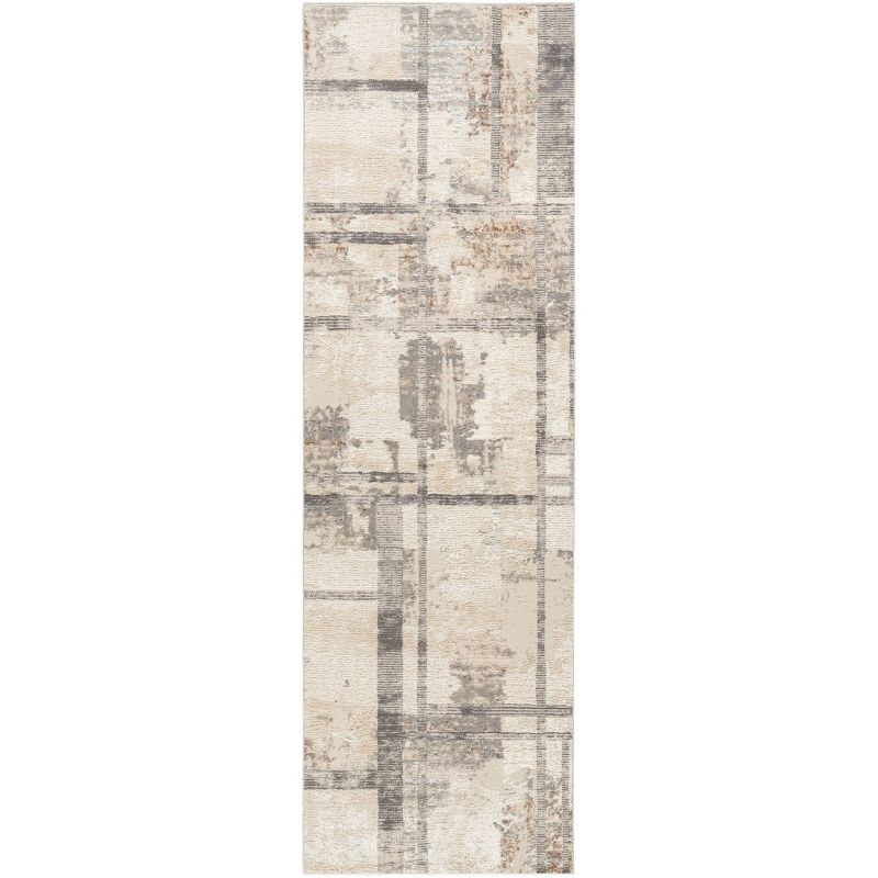 Nourison Modern Geometric Sustainable Woven Rug with Lines Beige, 1 of 8