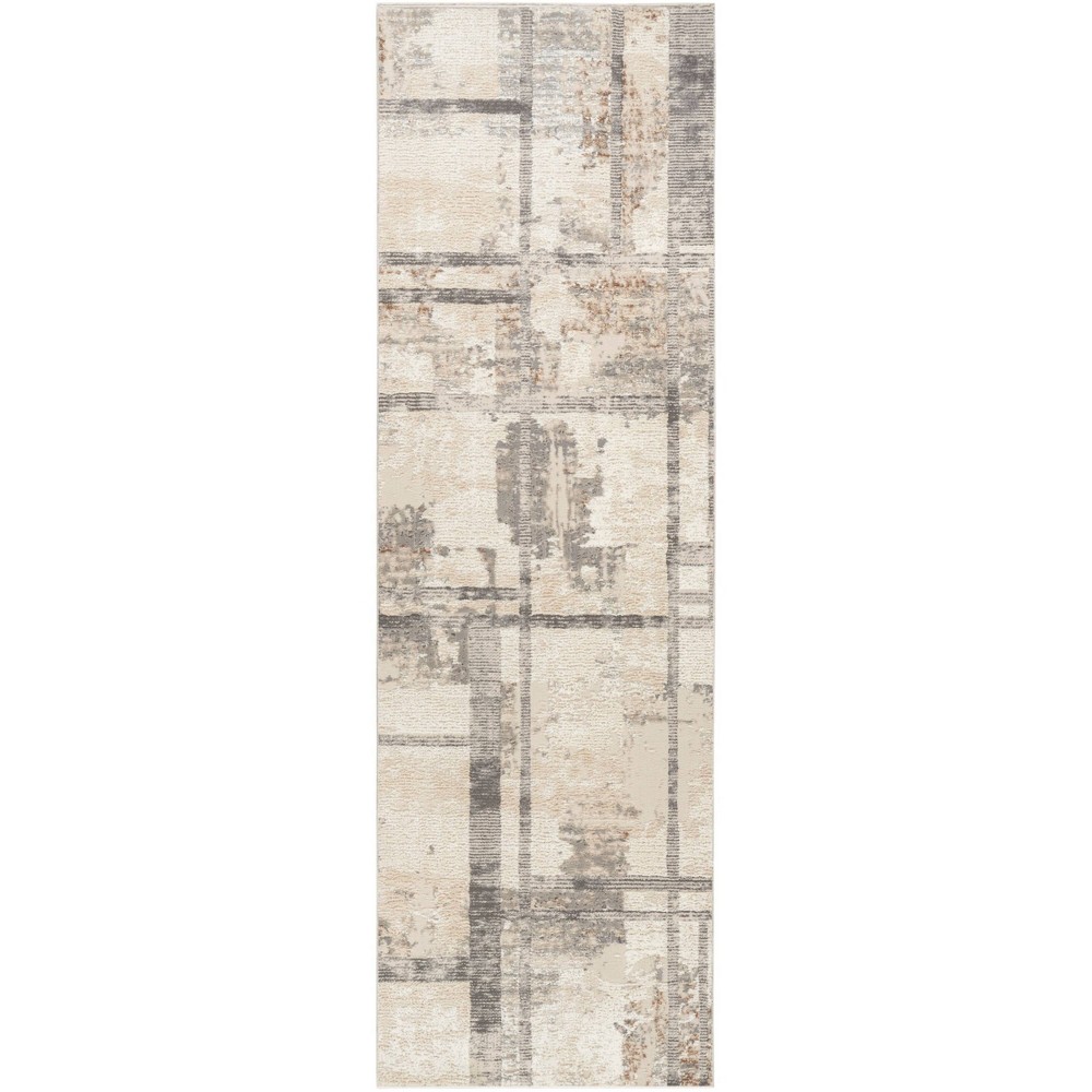 Photos - Doormat Nourison 2'2"x7'6" Modern Geometric Sustainable Woven Runner Rug with Line 