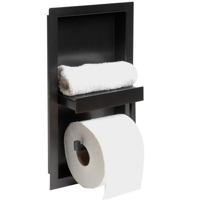 ALFI ABTPNP88-BB Brushed Black PVD Stainless Steel Recessed Toilet Paper Holder Niche