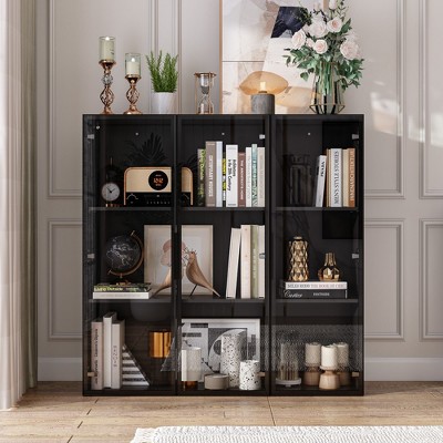 FUFU&GAGA Black Dislay Cabinet with Enhanced Lighting Features Bookshelves