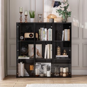 FUFU&GAGA Black Dislay Cabinet with Enhanced Lighting Features Bookshelves - 1 of 4