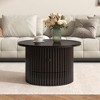 Chic Crate-Solid Oak Farmhouse Coffee Table with Drawer - Vertical Slat Base, 30.5" Living Room Center Table (Dark Brown) - 2 of 4