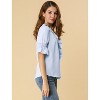 INSPIRE CHIC Women's Ruffle V Neck Puff Sleeve Summer Casual Chiffon Peasant Top - 4 of 4