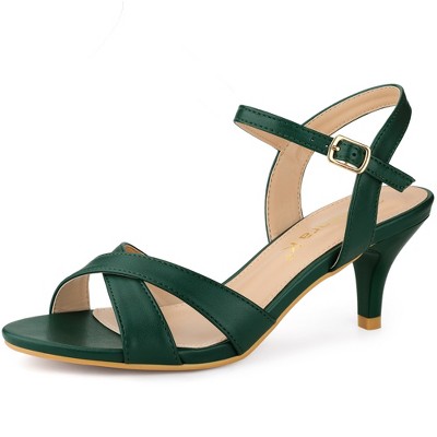 Allegra K Women's Adjustable Ankle Buckle Strap Kitten Heel Sandals