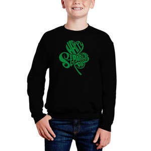LA Pop Art St. Patrick'S Day Shamrock - Boy's Word Art Crewneck Sweatshirt - 1 of 3