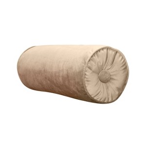 7"x18" Chelsea Luxe Velvet Neckroll with Piping and Button Oblong Throw Pillow - Edie@Home - 1 of 4