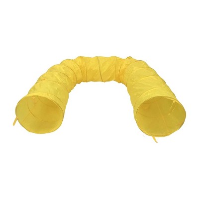Yellow Foldable Dog Agility Training Tunnel with Stakes