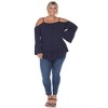 Plus Size Cold Shoulder Ruffle Sleeve Top -White Mark - 4 of 4