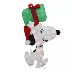 Peanuts Christmas 32" Prelit Snoopy Holding Present Outdoor Decoration - Clear Lights