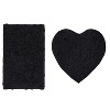 Bell Flower Collection Tufted Bath Rugs, Extra Soft and Absorbent, Non-Slip Bath Mats, Machine Washable Bathroom Mats, 2 Piece Set with Heart, Black - 2 of 4