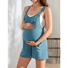 Womens Maternity Overall Shorts Sleeveless Button Summer Jumpsuits Romper with Pockets - 3 of 4