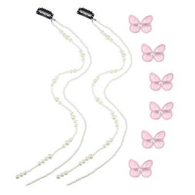 Unique Bargains Women's Long Tassel Faux Pearl Hair Chain 2 Pcs