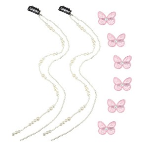 Unique Bargains Women's Long Tassel Faux Pearl Hair Chain 2 Pcs - 1 of 4
