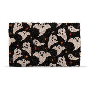 tag Halloween Ghost Coir Door Mat - Natural Coir Doormat for Everyday Use, 30" x 18" - Shake Clean, Black Design - 1 of 3