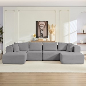 Mjkone 135''Cloud Modular Sectional Sofa,4-PCS U-Shaped Couch with Chaise Lounge,Free-Combined,No Assembly Required - 1 of 4