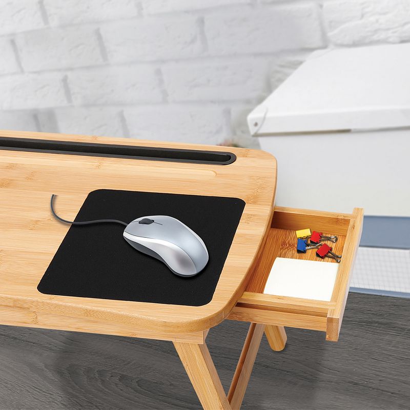BirdRock Home Curved Lap Tray with Storage Drawer & Mouse Pad - Natural, 5 of 9