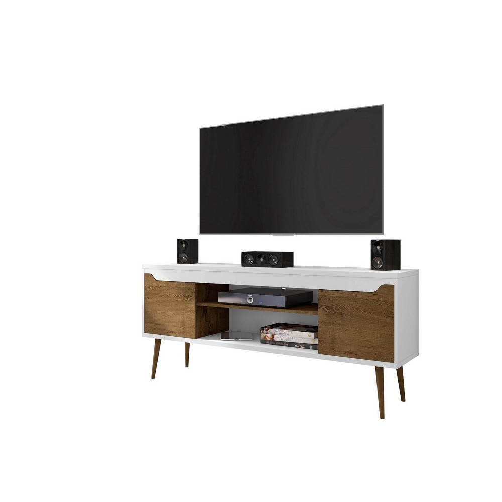Photos - Mount/Stand Bradley TV Stand for TVs up to 60" White/Rustic Brown - Manhattan Comfort