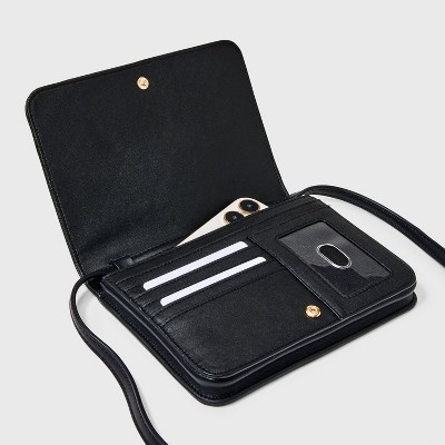 A New Day Flap Cell Phone Wallet - A New Day™ Black: Shell, Snap Closure, Solid Pattern — фото 4